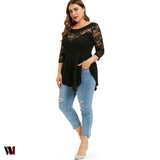 Lace Panel Asymmetrical Plus Size T-shirt