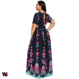 Plus Size Dress High Waist Maxi Slit