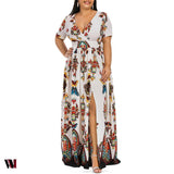 Plus Size Dress High Waist Maxi Slit