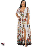 Plus Size Dress High Waist Maxi Slit