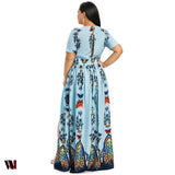 Plus Size Dress High Waist Maxi Slit