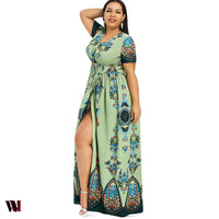 Plus Size Dress High Waist Maxi Slit